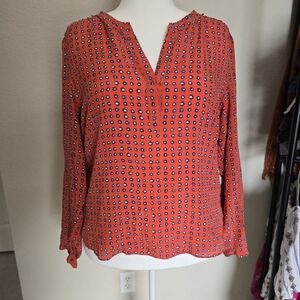 NIC+ZOE 100% Silk XL Patterned Blouse